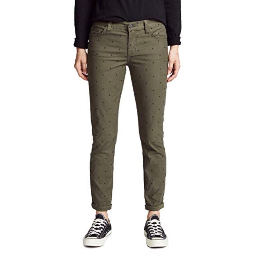 NWT Current/Elliott Forest Green Polka Dot Jeans